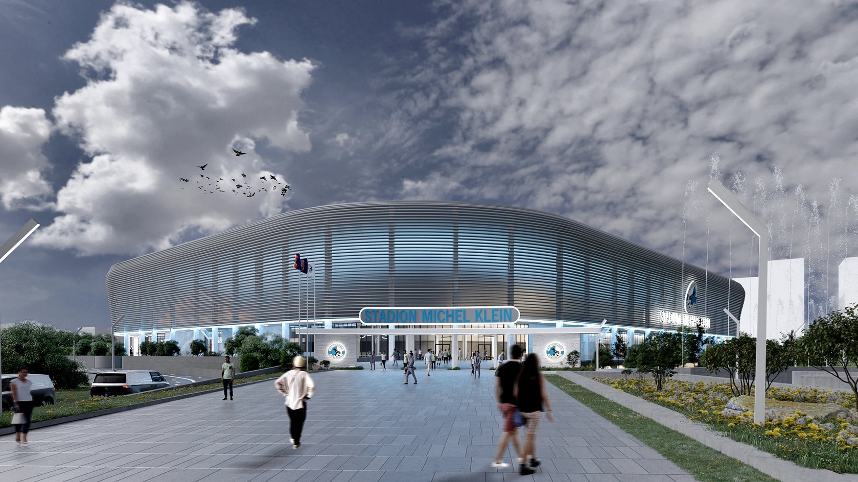 Stadium exterior in Romania, sports architecture, 3D visualisation