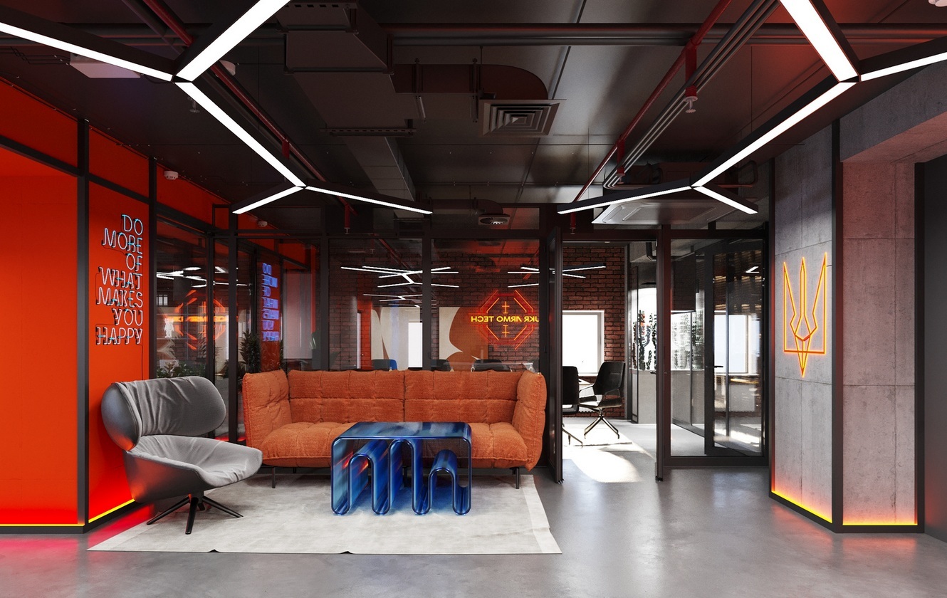 Commercial interior space, modern design, architectural 3D visualisation